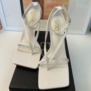 EGO Eve Square Toe Strappy Heel in White